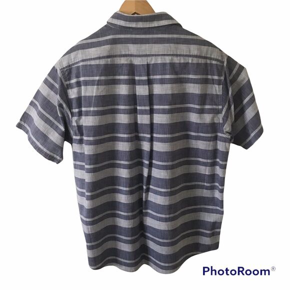 Solaris Shirt Short Sleeve Button Up Woven Stripe Shirt Mens Large Blue Outdoors - Picture 4 of 5